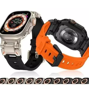 Спортивный ремешок TUP для Apple Watch Band Ultra 49 мм, 45 мм, 44 мм, 42 мм, титановый цвет, силиконовый ремешок для часов IWatch 9, 8 SE, 7, 6, 4, 5, браслет