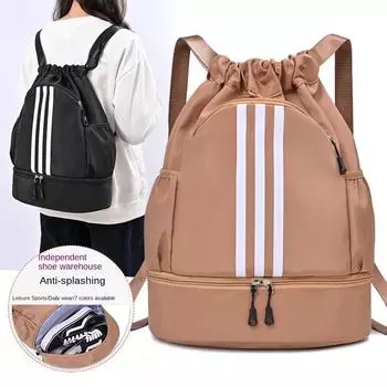 Спортивный рюкзак большой емкости, дорожная сумка, сумка для хранения рюкзака на шнурке 33cm*45cm*17cm чёрный