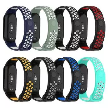 Спортивный силиконовый ремешок для браслета Xiaomi Mi Band 8, двухцветный браслет Xiaomi Mi Band 8 чёрный/красный