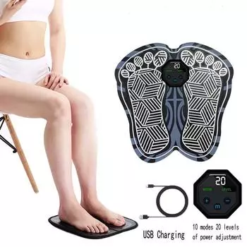 Спортивный стимулятор мышц, массажная подушка для ног EMS, стимулятор ног, массажный коврик-точечный массажер, машина для кровообращения ног, против усталости, боли в ногах чёрный