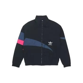 Спортивный топ Adidas Originals Trefoil TS с контрастным принтом логотипа, спортивная куртка, мужские куртки, черные H46698 S