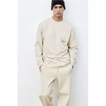 Спортивный топ с длинным рукавом HM свободного кроя dryMove бежевый процесс XS