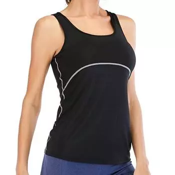 Спортивный жилет женский фитнес-топ без рукавов тонкая футболка для тренировок спортивная одежда S чёрный