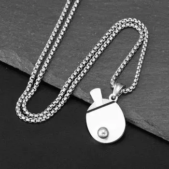 Sports Accessories Necklace Jewelry Copper Ping Pong Necklace Men Necklace Men Choker Men Pendant Racket handle flat