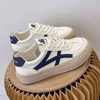 Sports and leisure board shoes women s autumn and winter 2024 new fashion round head sports white shoes casual board shoes women 35 синий
