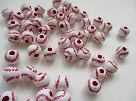 Sports Ball Beads Set of 50 12mm (Baseball)