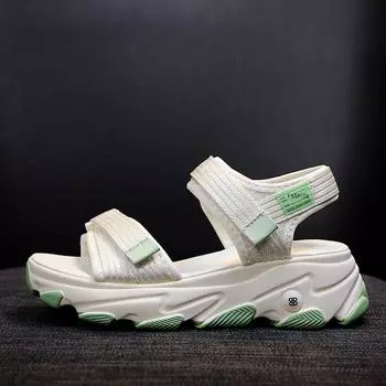 Sports dad sandals new spring and summer Velcro muffin shoes trendy shoes platform heightening women s shoes 35