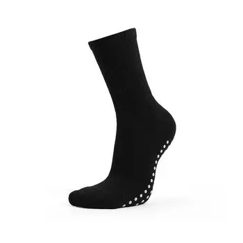 Sports Floor Socks Non-Slip Yoga Socks Men and Women Professional Non-Slip Socks Mid-Calf Length Large Size Towel Bottom Sweat-Absorbent Breathable Black 1 Pair (39-44 Male free size)