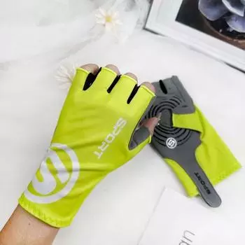 Sports Gloves Women s Ice Silk Thin Riding Mountain Bike Fitness Equipment Training Kettlebell Anti-Skid Shock Absorption Cycling Half Finger Men Sports S half finger yellow XL