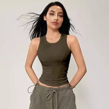 Sports Intimates Women s Shockproof Push-up Yoga Vest Women s Summer New Arrival Pilates Tops Breast Holding Workout Bra Army Green M