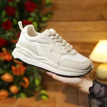 Sports little white shoes women s 2024 winter new retro casual mesh breathable thick-soled dad shoes lightweight running shoes 35 бежевый