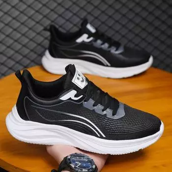 Sports men s casual shoes spring and autumn new breathable student versatile running shoes men s trendy men s shoes 39 чёрный