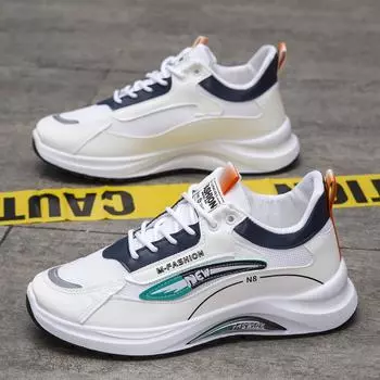 Спортивная мужская обувь, новая повседневная обувь в гонконгском стиле с низким верхом и сетчатым верхом, модная обувь в корейском стиле на толстой подошве для студентов, кроссовки 39