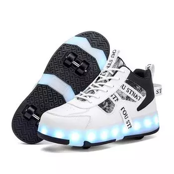 Sports pulley shoes boys runaway shoes girls four wheels autumn 225 new children s luminous skates with wheels 29