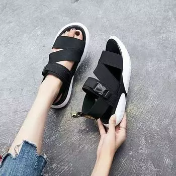 Sports sandals female student Korean version 2025 new summer versatile flat bottom pregnant women platform Internet celebrity beach sandals women 35