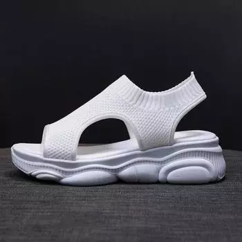 Sports sandals women s summer new breathable fly-woven shoes fish mouth muffin platform shoes casual beach sandals 35