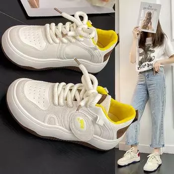 Спортивная обувь женская весенняя новая цветная обувь на шнуровке с круглым носком женская модная обувь с низким верхом женская повседневная обувь смешанная партия 35