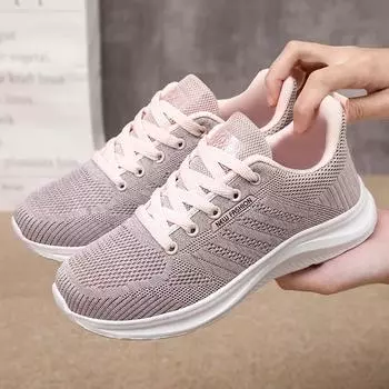 Sports Shoes for Women 2025 Spring and Autumn Knitted Mesh Non-slip Breathable Soft-soled Lightweight Running Shoe Zapatos Mujer 36