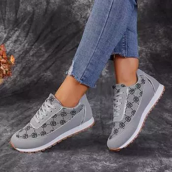 Sports style casual shoes women s spring 2024 new European and American foreign trade large size round head color matching comfortable flat shoes 36 хаки