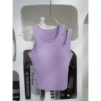 Sports Tops Fashion Fancy White Sleeveless I-Shaped Chest Pad Fitness Breathable Sexy Camisole for Women Roland Purple 6 = size M