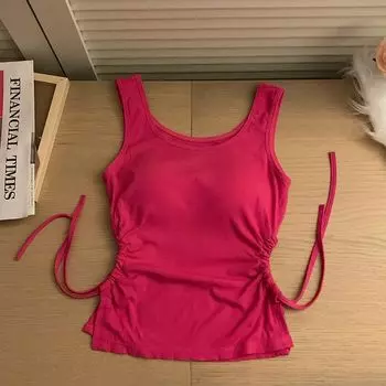 Sports Underwear Women One-Piece Chest Pad Shockproof Anti-sagging Push up Running Training Beauty Back Workout Clothes Yoga Vest Rose Red Free size (40.00kg -65.00kg)