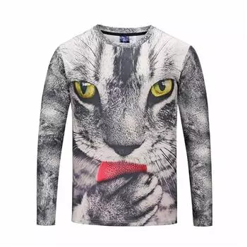Спортивные футболки мужские осенние футболки мужские уличные футболки с 3D-принтом модные весенние топы с круглым вырезом и длинным рукавом S