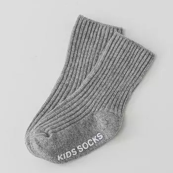 Sporty Fashion Baby Sock for Boy Girl Simplicity Black White Grey Color Non-slip Floor Sock Autumn Toddler First Walker Sock S (0-1 Year)