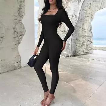 Sporty Sexy Slim-fit Jumpsuit Women s Spring and Summer S чёрный