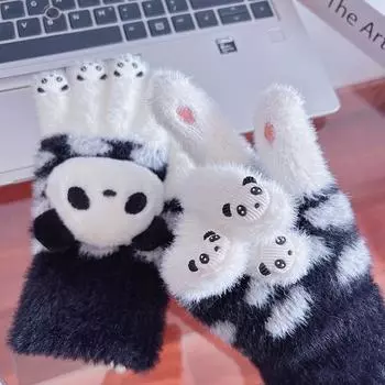 Способный повседневный милый мультяшный панда для езды на велосипеде для защиты от холода и тепла белый