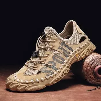 Spot 2025 summer sports and leisure shoes new men s bag head beach shoes breathable mesh Shoes 38