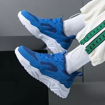 [Spot] Men s shoes 2025 summer new fashion trend breathable sports shoes casual versatile mesh shoes 39 синий