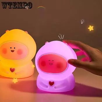 Spot pat silicone nightlight bedroom sleeping baby feeding remote control desk lamp to send atmosphere белый