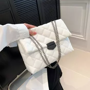 Spot популярная сумка-мессенджер с цепочкой из бриллиантов женские сумки 2024 года осень новая мода маленькая квадратная сумка белый