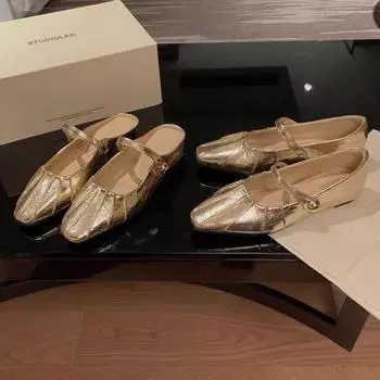 Spot sheepskin version~ Internet celebrity grape mother with super temperament small pointed cross thin strap open toe half drag sandals single 35