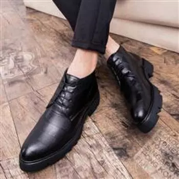 [Spot] Spring and summer thin breathable men s Internet celebrity Martin boots men s casual British style high-top versatile tooling 38 чёрный