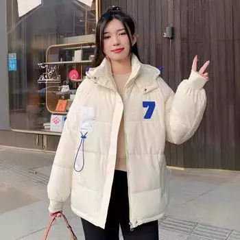 [Spot] Стеганая одежда, толстая одежда из хлопка ММ, женские куртки, короткая одежда, маленькие люди, большой размер, свободный стиль Гонконга S хаки