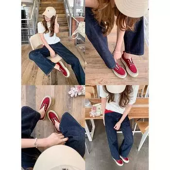 Spot Su Yinyin невидимое увеличение роста 7 см ~ Ленивые повседневные туфли на платформе, одинарные туфли, женские парусиновые туфли, туфли с квадратной головкой 34