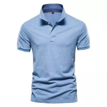 Летняя повседневная мужская рубашка-поло с отворотом, модная однотонная мужская хлопковая рубашка с короткими рукавами S