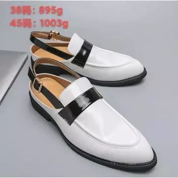 Spot wear half slippers men without heels lazy pointed leather shoes outdoor bag head men Internet celebrity cool slippers men trend 38 белый