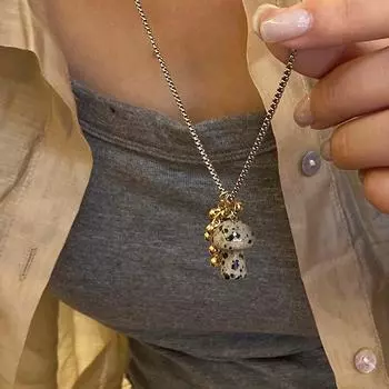 Пятнистый тигровый глаз камень гриб кулон длинное универсальное ожерелье ключицы цепи для женщин аксессуары