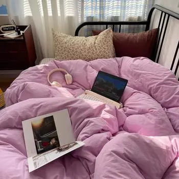 Спящая голая однотонная хлопковая простыня из хлопка, тканая хлопковая кровать, комплект из четырех предметов постельного белья 1.2m bed