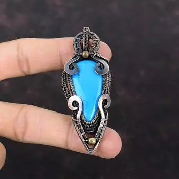 Спящая красавица, бирюзовый кулон, кулон из медной проволоки, приличный кулон ручной работы, медные украшения, оригинальный кулон с драгоценным камнем, подарок для мамы