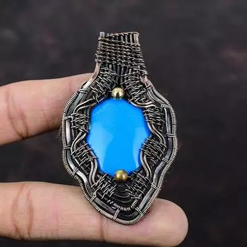 Спящая красавица, бирюзовый кулон, кулон из медной проволоки, кулон ручной работы, ювелирные изделия из медной проволоки, изящный кулон с драгоценным камнем, подарок для мамы