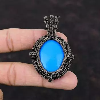 Спящая красавица Бирюзовый кулон Медная проволока Кулон Медные украшения Кулон ручной работы Ювелирные изделия в проволочной обертке Подвеска из драгоценного камня для подарка