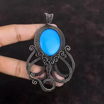 Спящая красавица бирюзовый кулон медная проволока обернутый кулон осьминог медная проволока ювелирные изделия ручной работы драгоценный камень кулон подарок для матери
