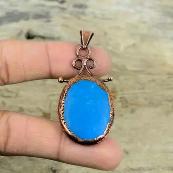 Спящая красавица, бирюзовый кулон, медный кулон, изготовленный гальваническим методом, кулон ручной работы с драгоценным камнем, гальванические ювелирные изделия, подарки для него, антикварный кулон