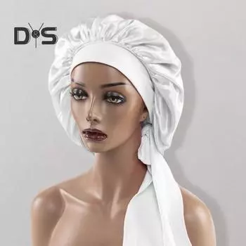 Спящая шапочка однотонная эластичная лента украшение атласная ткань круглая шляпа тонкая текстура повседневная одежда для сна ванная комната головной убор хаки