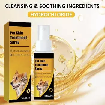 Спреи для кожи домашних животных для собак и кошек Спрей для кожи домашних животных Nature Soothing Spray For Clean And Soft Skin Спрей для ухода за кожей домашних животных для всех животных 30 мл One Size белый