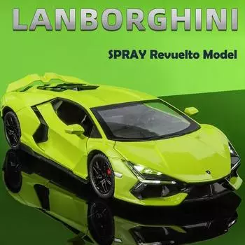 Спрей 1/24 масштаба Lambor Revuelto, модель автомобиля из сплава, звуковой свет, литой игрушечный транспорт, детская игрушка для мальчиков, коллективная миниатюрная Voiture