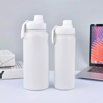 Спрей 304 Нержавеющая сталь Термос Чашка Открытый Портативный Дорожный Чайник Многообъемный Космический Чайник 18oz (540ml) белый